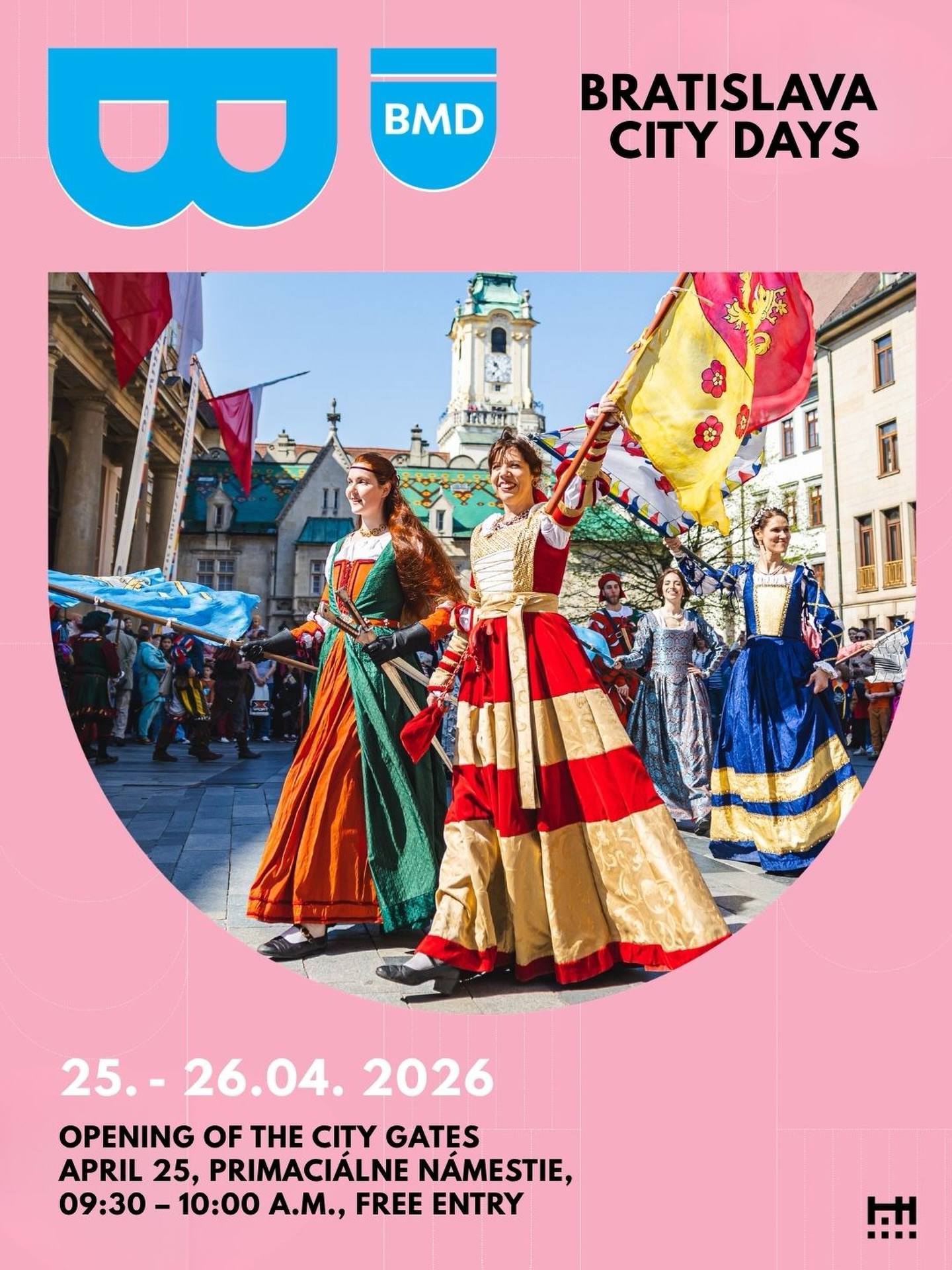 Bratislava City Days

Opening of the city gates
April 25, Primaciálne námestie, 09:30 – 10:00 a.m., free entry

The opening of the city gates in a historical version recalls the coronation tradition of Bratislava and symbolizes the openness of the city and the secrets hidden in the stories of its more than 700-year past. The opening of the gate of the Primate’s Palace is depicted as a lyrical story of love and honor, which includes fencing actions, musical entrances and spoken word.

After the victory of good, together with the residents of the city and visitors to the city, we will open the gate of the Primate’s Palace to the sounds of drums and fanfare, and thus Bratislava City Days.

#bratislava