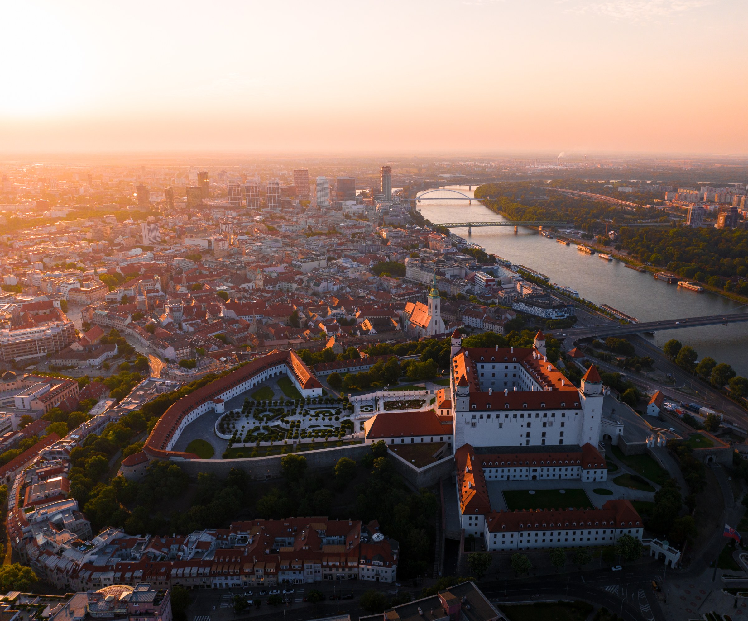 bratislava castle from drone